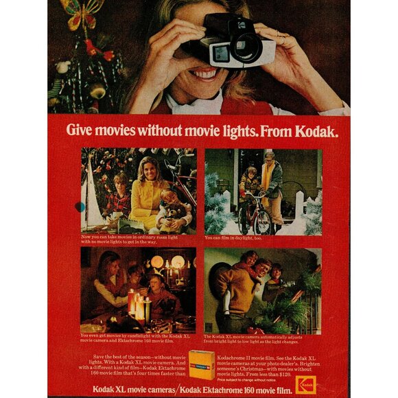 1972 Kodak XL Movie Camera/Kodak Ektachrome 160 Movie Film Vintage Print Ad (L1) - Picture 1 of 3